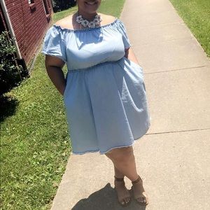 Denim Off the Shoulder Dress